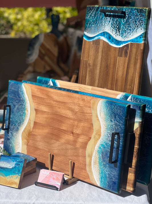 Charcuterie, Cheeseboard, Cheese, Platter, Gifting, Engraving, Personalised, Gift, Handmade, Resin, Ocean-Art, Resin-Waves, the-fifth-design, made-to-order - resin-cheeseboard, resin-gift, resin-art, resin-platter, resin-charcuterie, resin-serving-platter