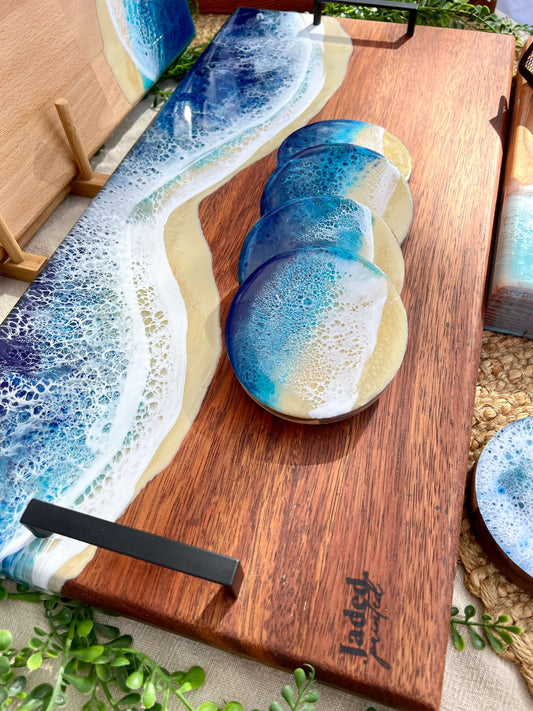 Charcuterie, Cheeseboard, Cheese, Platter, Gifting, Engraving, Personalised, Gift, Handmade, Resin, Ocean-Art, Resin-Waves, the-fifth-design, made-to-order - resin-cheeseboard, resin-gift, resin-art, resin-platter, resin-charcuterie, resin-serving-platter
