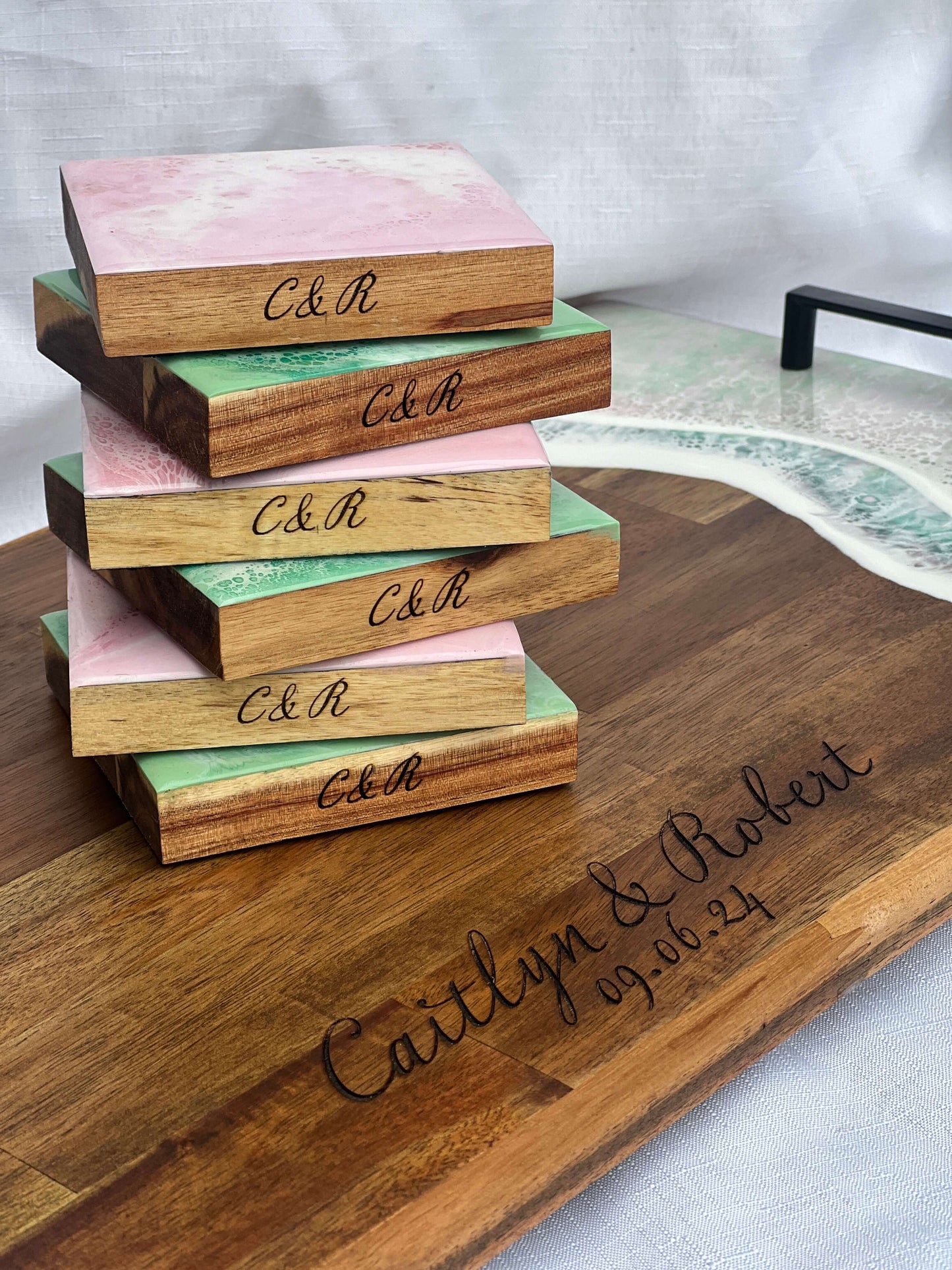 Charcuterie, Cheeseboard, Cheese, Platter, Gifting, Engraving, Personalised, Gift, Handmade, Resin, Ocean-Art, Resin-Waves, the-fifth-design, made-to-order - resin-cheeseboard, resin-gift, resin-art, resin-platter, resin-charcuterie, resin-serving-platter