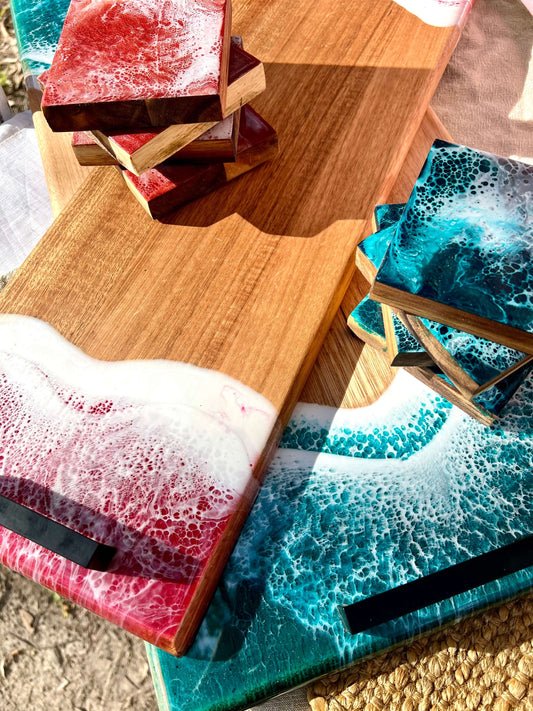 Charcuterie, Cheeseboard, Cheese, Platter, Gifting, Engraving, Personalised, Gift, Handmade, Resin, Ocean-Art, Resin-Waves, the-fifth-design, made-to-order - resin-cheeseboard, resin-gift, resin-art, resin-platter, resin-charcuterie, resin-serving-platter